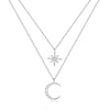 Enchanting Moon and Star Silver Necklace